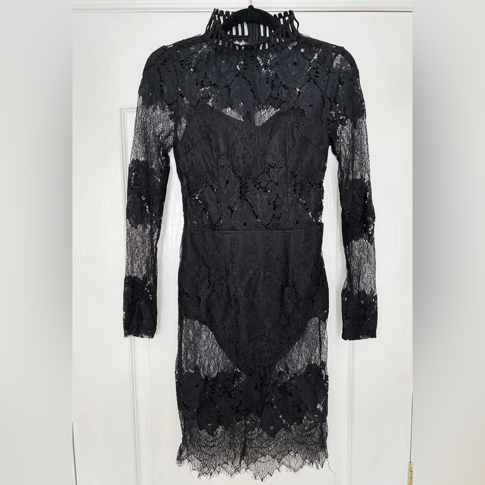 Missguided Black Lace Sheer Dress